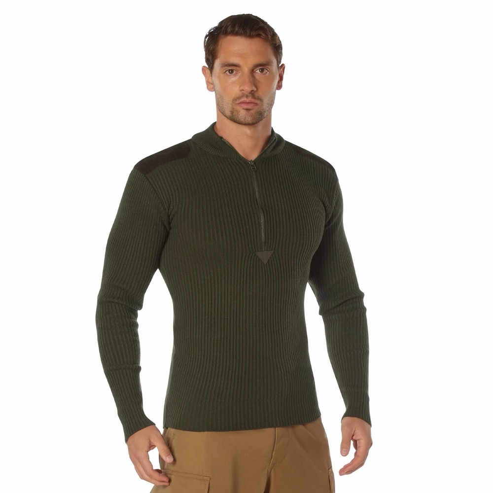 Rothco 1/4 Zip Acrylic Commando Sweater Ribbed Knit Olive Green Mens XL Gorpcore